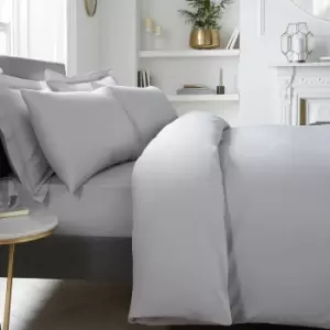 Image of Appletree 100% Cotton Percale 400 Thread Count Duvet Cover Set, Silver, Single