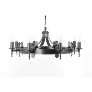 Image of Miter Aged iron pendant lamp 8 bulbs 35cm