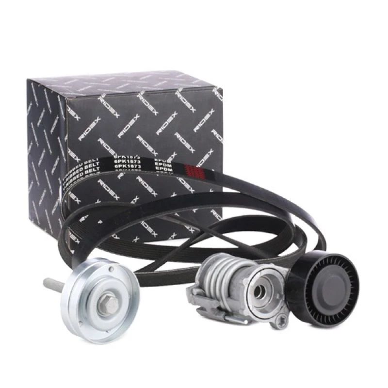 Image of RIDEX 542R0225 V-ribbed belt set Check alternator freewheel clutch & replace if necessary V-Ribbed Belt Set (542)