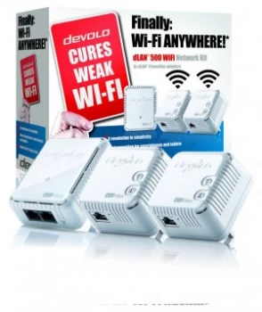 image of Devolo dLAN 500 - WiFi Triple Powerline Network Kit