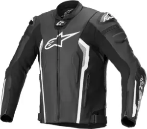 Image of Alpinestars Missile V2 Motorcyle Leather Jacket, black-white, Size 50, black-white, Size 50