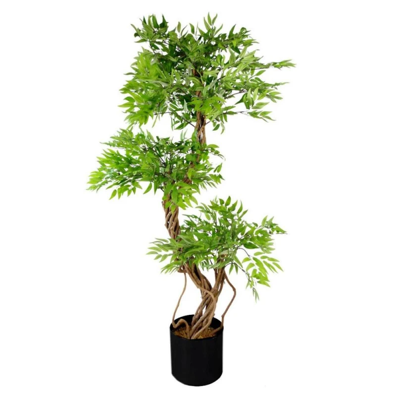 Image of Leaf 140cm Realistic Artificial Ruscus Fruticosa Ficus Tree, Green Black Unisex