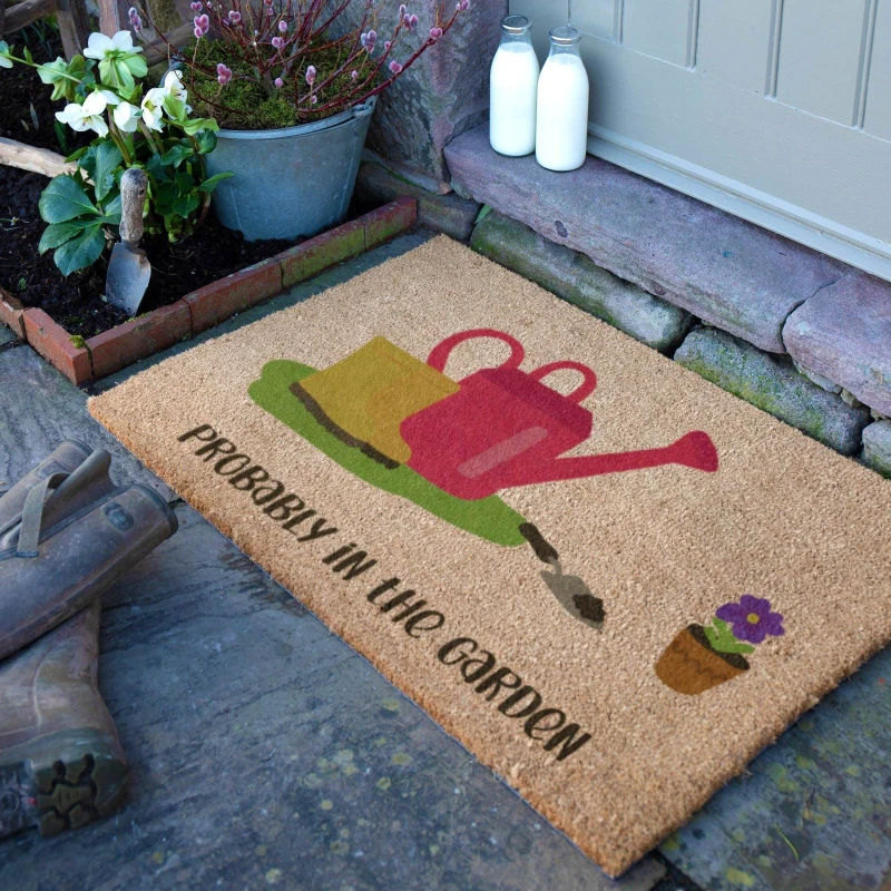 Image of Artsy Mats Probably In The Garden Doormat (90 x 60cm) Brown unisex