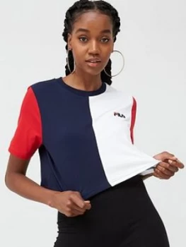 image of Fila Prudence Cut And Sew Crop T-Shirt - Multi, Size L, Women