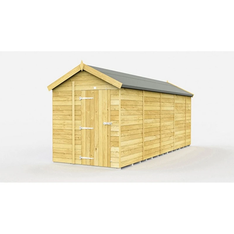 Image of Buttercup Farm 7 x 17 Feet Apex Shed - Single Door W/O Window - L503 x W214 x H217cm in Brown Brown Unisex