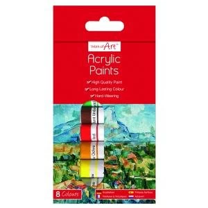 image of Work of Art Hard-Wearing Acrylic Paint Tubes Assorted Pack of 12