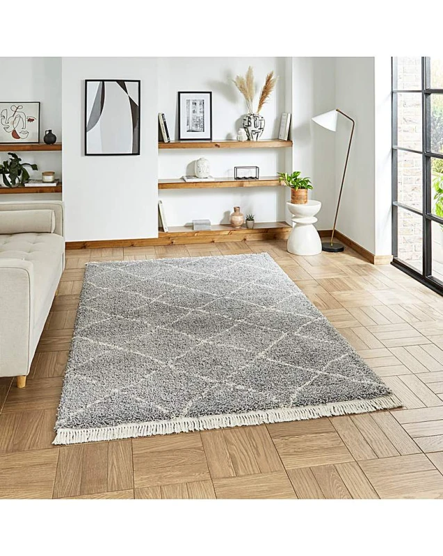 Image of Think Rugs Think Rugs Boho Berber Rug Grey - Think Rugs - Size: 80X150 Grey 80X150 MP65701