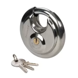 image of Silverline Stainless Steel Disc Padlock 90mm 436750