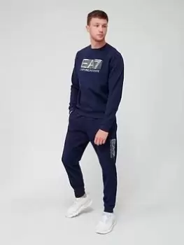 Image of EA7 Emporio Armani Visibility Logo Sweatshirt Tracksuit, Navy, Size L, Men