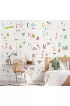 image of Childrens Alphabet Illustrations Multi Bright Matt Smooth Paste the Wall Mural 300cm wide x 240cm high