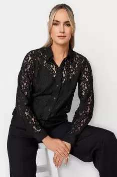 LTS Tall Black Lace Shirt