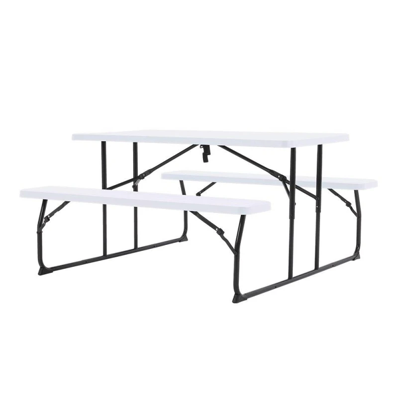 Image of Breeins 73x151x136cm Foldable Picnic Table and Bench Set White unisex One size