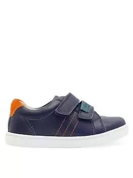 Image of Start-rite Explore Leather Double Riptape Boys Trainer School Shoes - Navy Blue, Navy Leather, Size 10 Younger