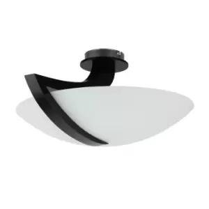 Vinci Bowl Semi Flush Ceiling Light Black, 54cm, 3x E14