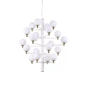 Image of Copernico 20 Light Multi Arm Ceiling Pendant Light White, G9