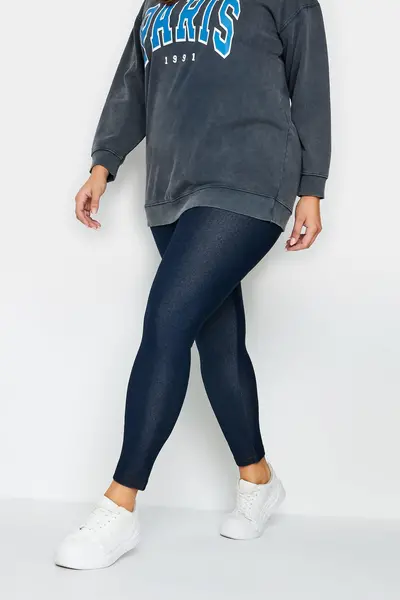 image of Yours Jersey Jeggings Blue