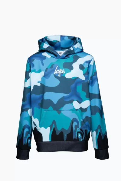 Image of Blue Camo Drip Hoodie