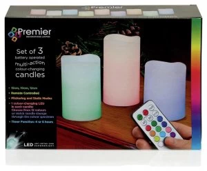 image of Premier Decorations Set of 3 Flameless LED Indoor Candles