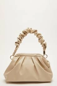 image of Quiz Nude Faux Leather Ruched Bag - 1 - natural