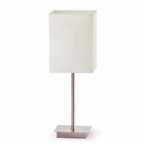 Thana 1 Light Table Lamp White, Nickel with White Shade, E27