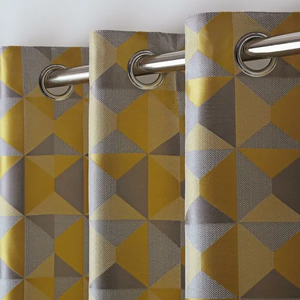 Image of Essential Living Scandi Eyelet Ring Top Curtains Ochre 167cm x 228cm