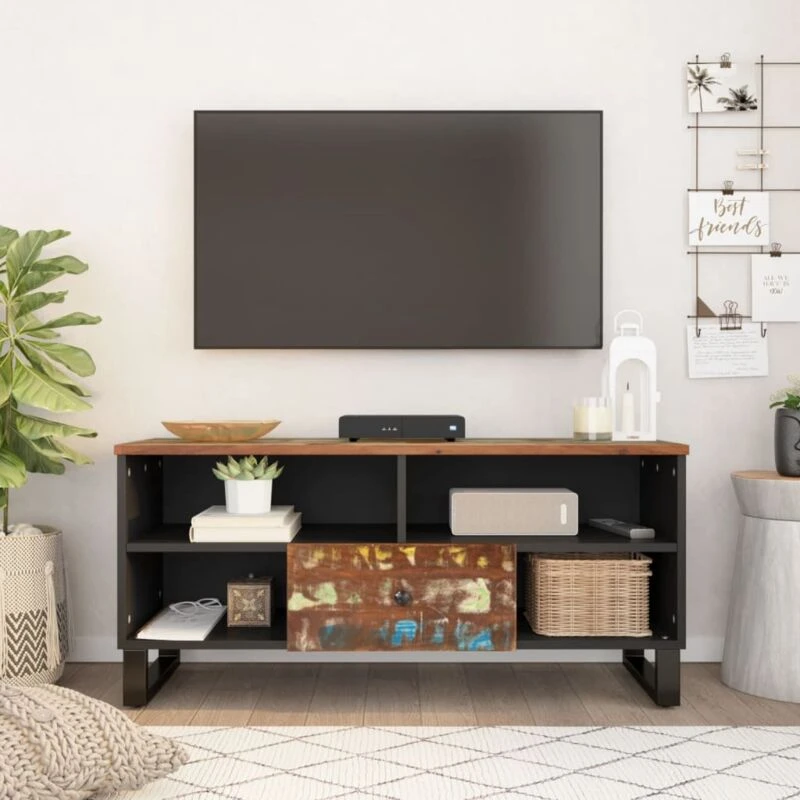 Image of VIDAXL Vidaxl - tv Cabinet 100x33x46cm Solid Wood Reclaimed&Engineered Wood 8720845724757