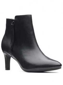 Image of Clarks Calla Blossom Ankle Boot, Black Leather, Size 7, Women