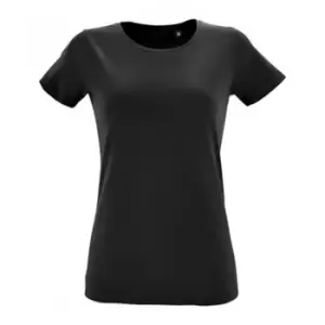 Image of SOLS Womens/Ladies Regent Fit Short Sleeve T-Shirt (L) (Deep Black)