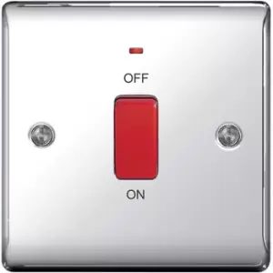 Image of BG Nexus Metal Polished Chrome Double Cooker Switch with Power Indicator 45A - NPC74