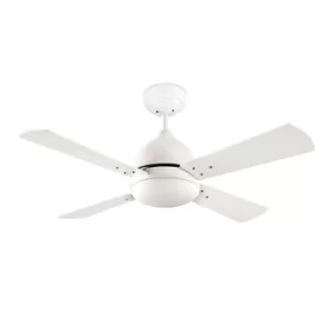 image of Borneo Ceiling Fan White with Wood Blades E27