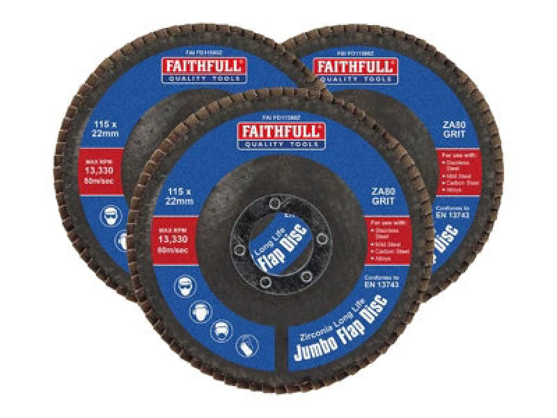 Image of Faithfull Zirconia Abrasive Jumbo Flap Disc FAIFD11580Z3 Diameter: 115mm