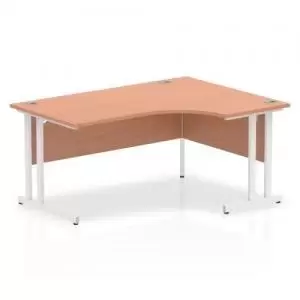 image of Impulse 1600mm Right Crescent Desk Beech Top White Cantilever Leg