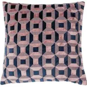 Image of Paoletti Empire Cushion Cover (One Size) (Blush Pink/Navy) - Blush Pink/Navy