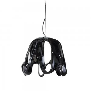 image of Dome Ceiling Pendant E27, Gloss Black, Frosted White Glass, Polished Chrome