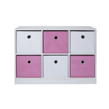 Image of Pink & White 6 Cube Kids Storage Unit - White/Pink
