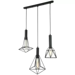 image of Spider Cage Cluster Ceiling Pendant Lamp Black, 3 Light, E27