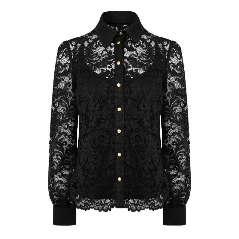 Image of Biba Biba Lace Shirt - Black 8