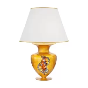 image of Anfora Designer Fabric Tapered Shade Large Table Light Gold - Kiss Gold Pattern, 1x E27