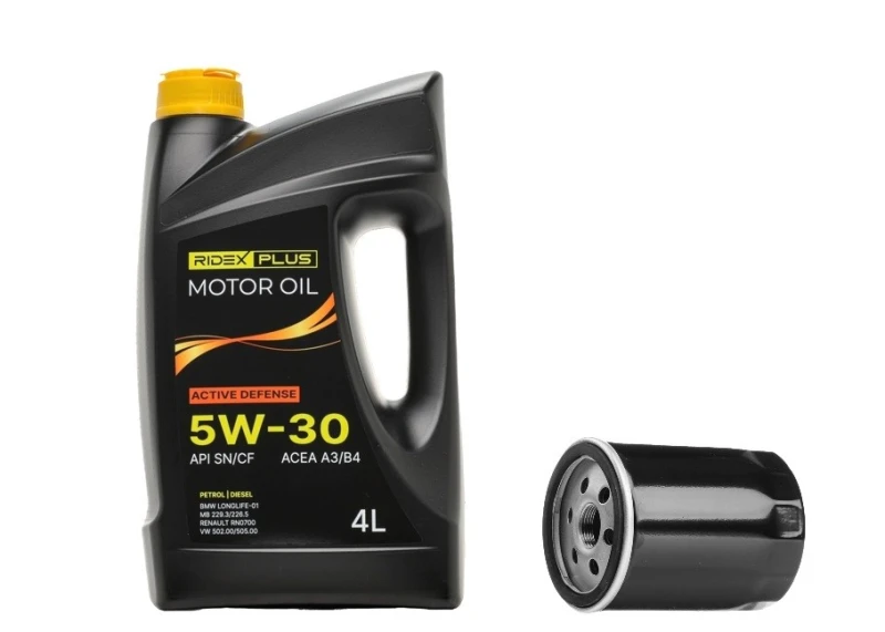 Image of RIDEX PLUS 100908O0036P Oil change kit (oil filter + engine oil) Oil change kit (oil filter + engine oil) (100908)