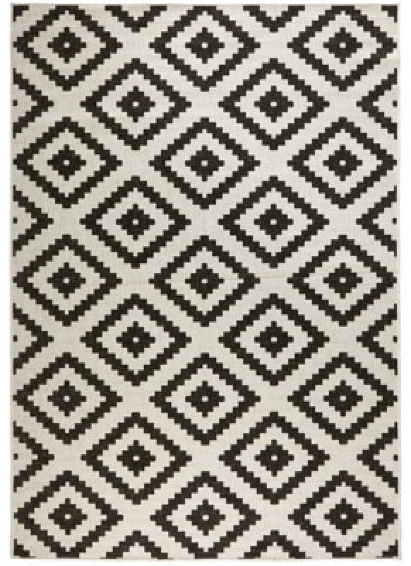 Image of THE RUGS Malta Reversible Indoor Outdoor Rug Flatweave Polypropylene in Black Size: 120cm x 170cm Black Unisex 120cm x 170 cm