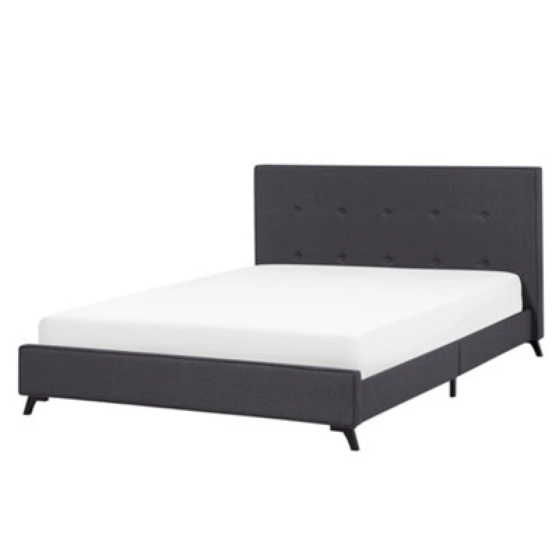 Image of Beliani Bed Fabric Ambassador 160 X 200 Cm (Eu King Size) Dark Grey