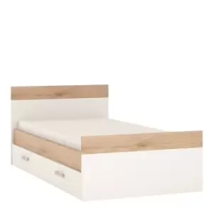 4Kids Single Bed With Under Drawer In Light Oak And White High Gloss (Lilac Handles)