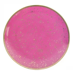 image of Round Trinket Dish Small Dots Pink and Rose Gold 15cm