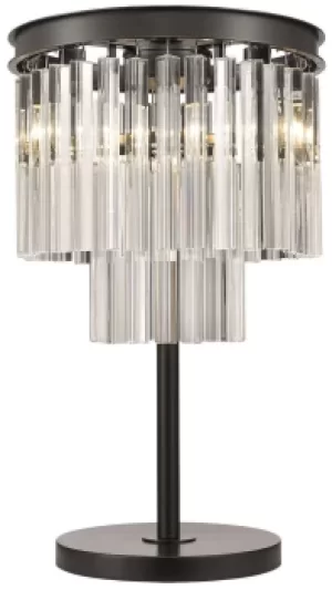 image of Spring 3 Light Table Lamp Black Chrome, Crystal, E14