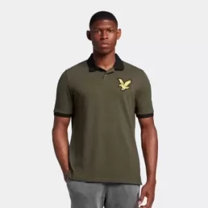 Image of Mens Block Marl Polo Shirt - Olive Marl/Jet Black - L