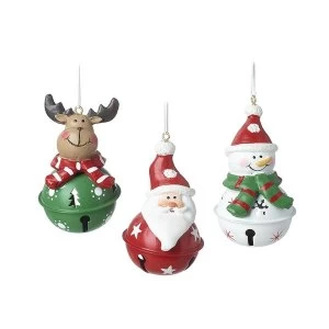 Image of Deer Santa & Snowman Bell Tree Decor (Set of 3)