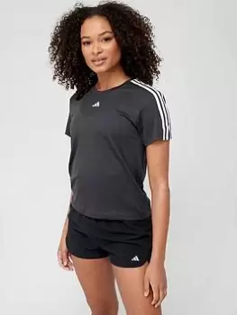 Image of adidas Train Essentials 3 Stripe T-Shirt, Black/White Size M Women