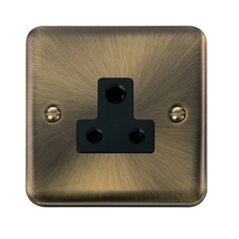 Image of SE Home Curved Antique Brass 1 Gang 5A Round Pin Socket Gold