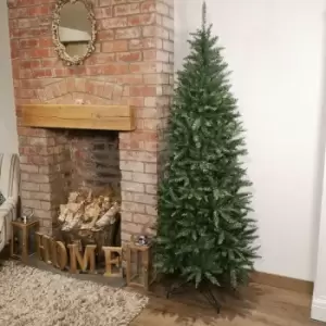 Image of Premier Decorations Ltd - Premier 7ft Slim Festive California Green Christmas Tree pvc Hinged