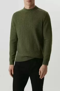 Image of Mens Super Soft Green Panel Rib Knitted Funnel